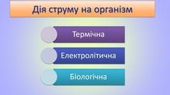Дія струму Дія струму на організм: термічна, електролітична, біологічна